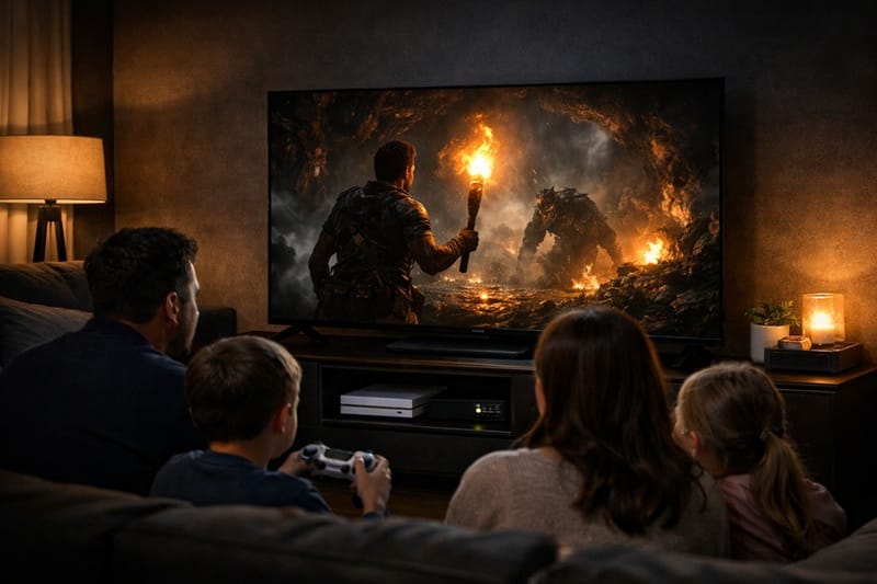 Samsung 50U8000H in living room real-world family use