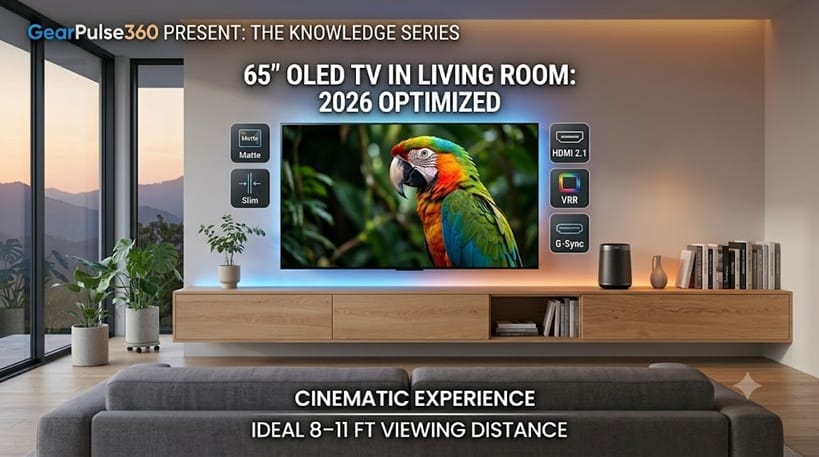 65-inch OLED TV in living room setup 2026