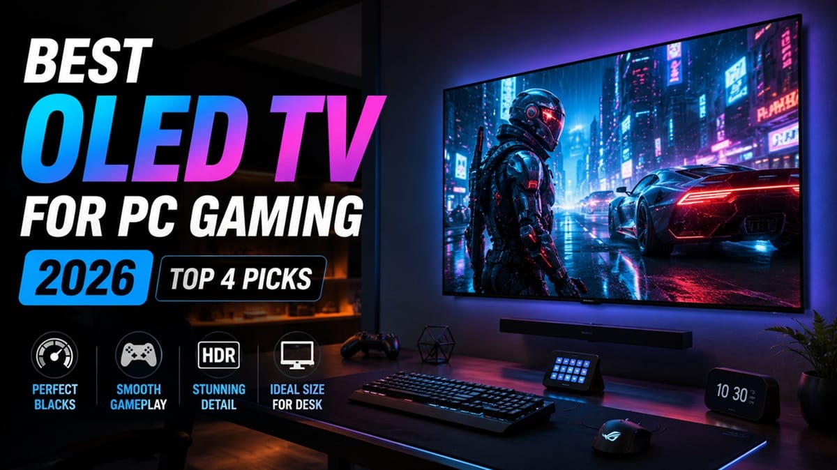 best OLED TVs for PC gaming desk setup with monitor arm