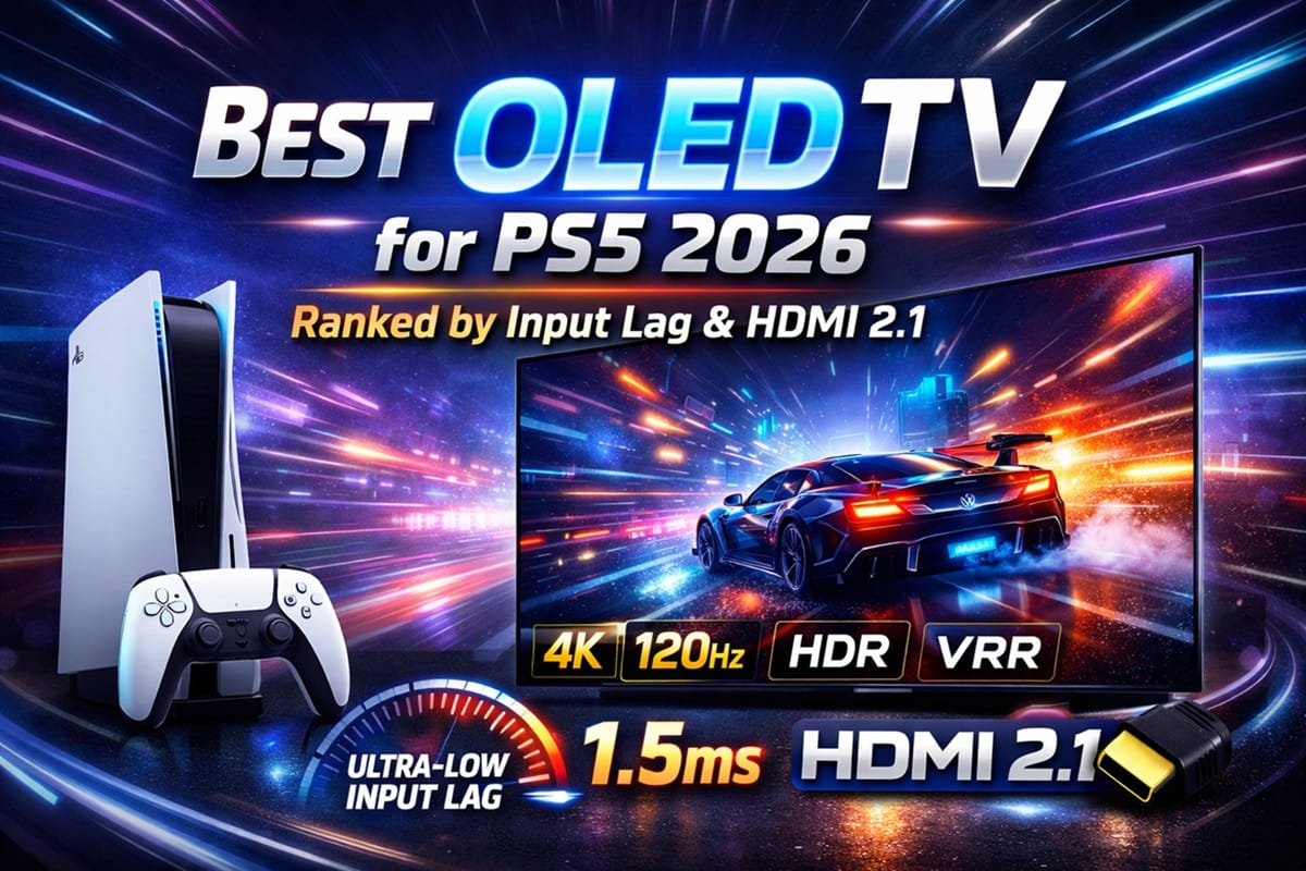 best OLED TV for PS5 2026 gaming setup dark room