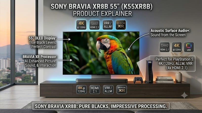 Best for Movies: Sony BRAVIA XR8B 55" (K55XR8B)
