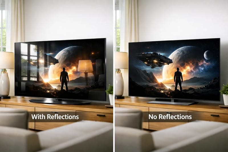 Glossy OLED TV reflections in bright ambient light
