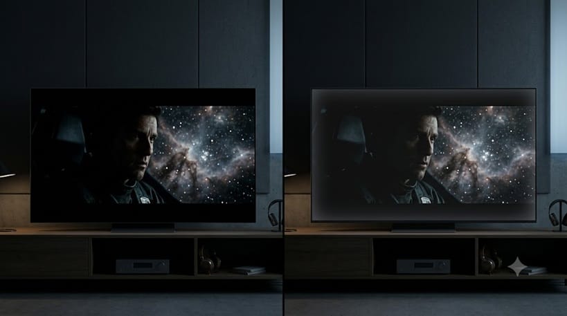 Is OLED worth it — comparison of black levels in dark room viewing between OLED and Mini LED