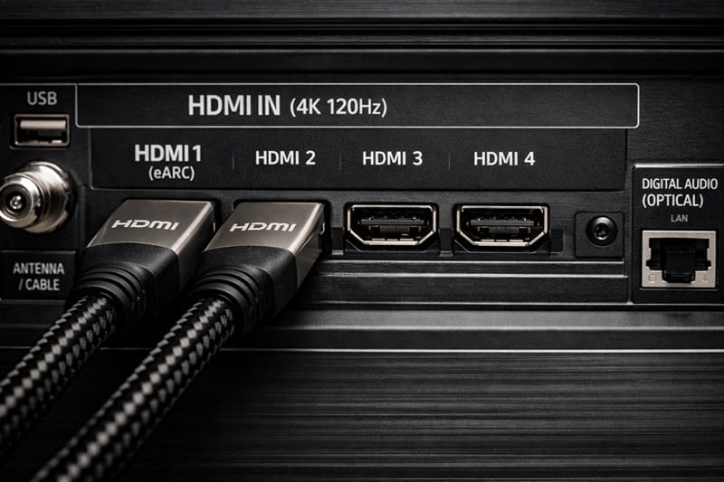 LG B5 OLED rear panel HDMI ports
