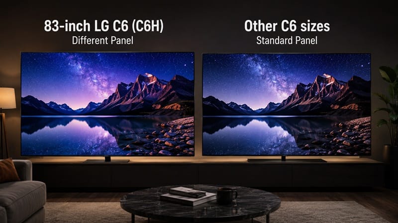 LG B6 and C6H 83 inch OLED panel comparison