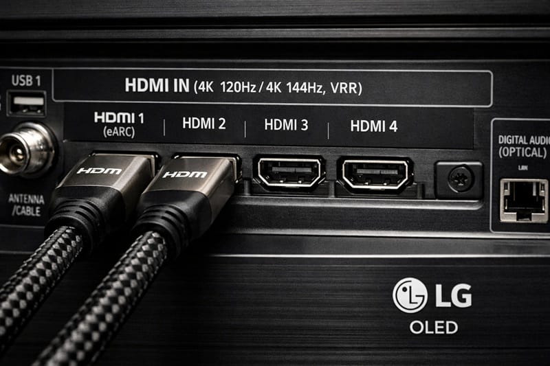 LG C5 OLED TV rear HDMI 2.1 ports.