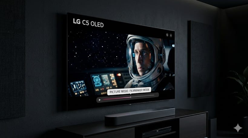 LG C5 OLED home theater setup — Filmmaker Mode picture