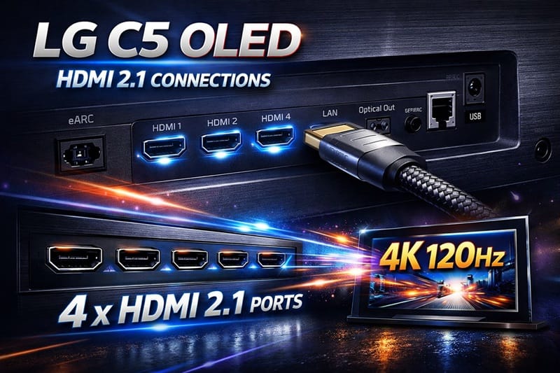 LG C5 OLED rear ports and HDMI 2.1 connections