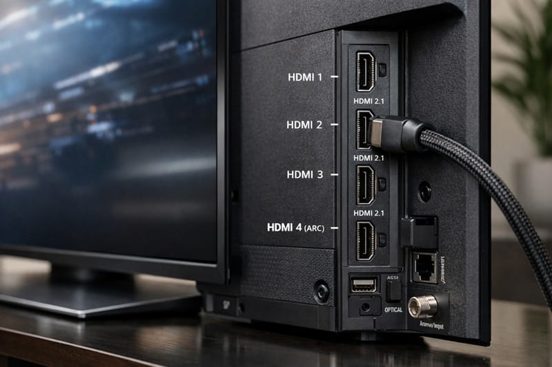 LG C6 42-inch OLED rear HDMI ports