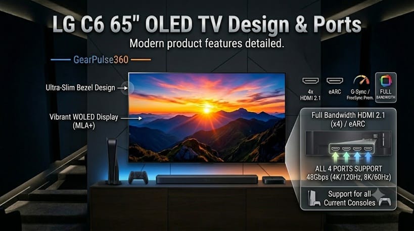 LG C6 65-inch OLED TV design and ports detail