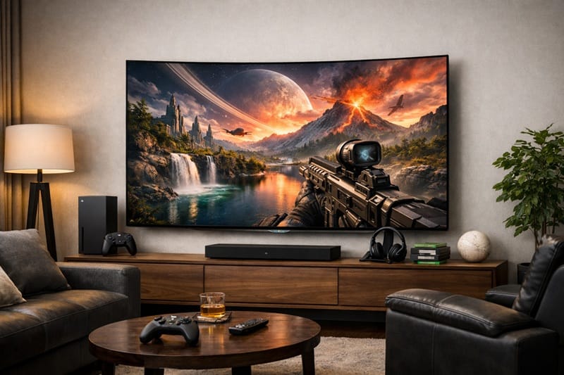 LG C6 OLED 4K 120Hz Xbox gaming setup living room