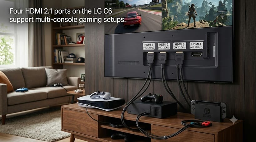LG C6 OLED HDMI 2.1 ports and rear connections