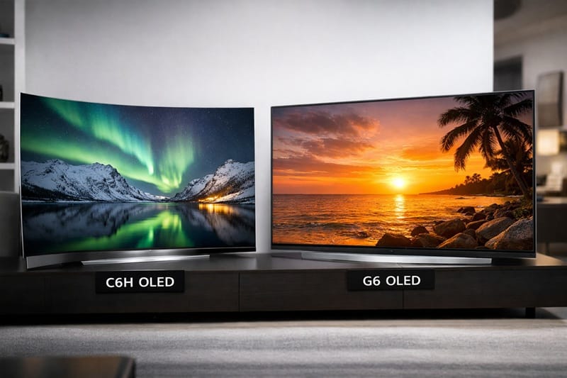 LG C6H and G6 OLED TVs side by side
