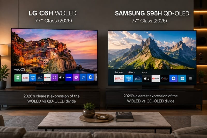 LG C6H and Samsung S95H OLED TVs side by side comparison