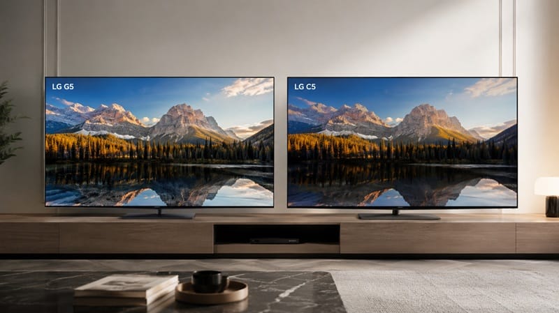 LG G5 MLA panel brightness test vs LG C5 OLED