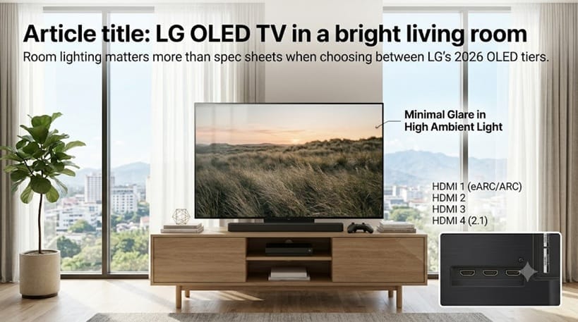 LG OLED TV in a bright living room