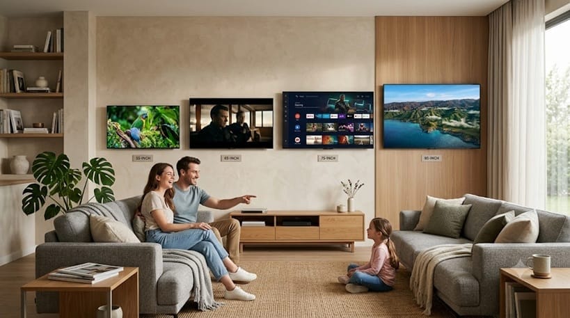 Living room sizes for each Samsung series