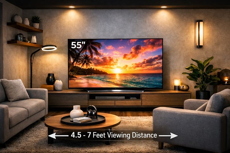 OLED TV 55 inch living room setup 2026
