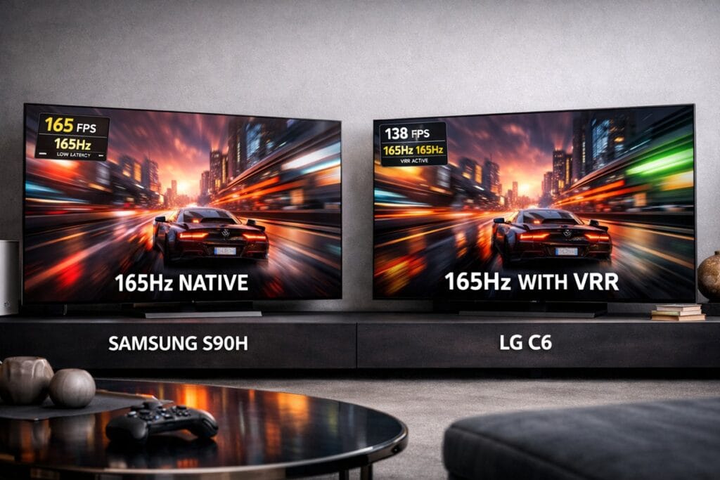 OLED TV gaming refresh rate comparison LG Samsung Sony