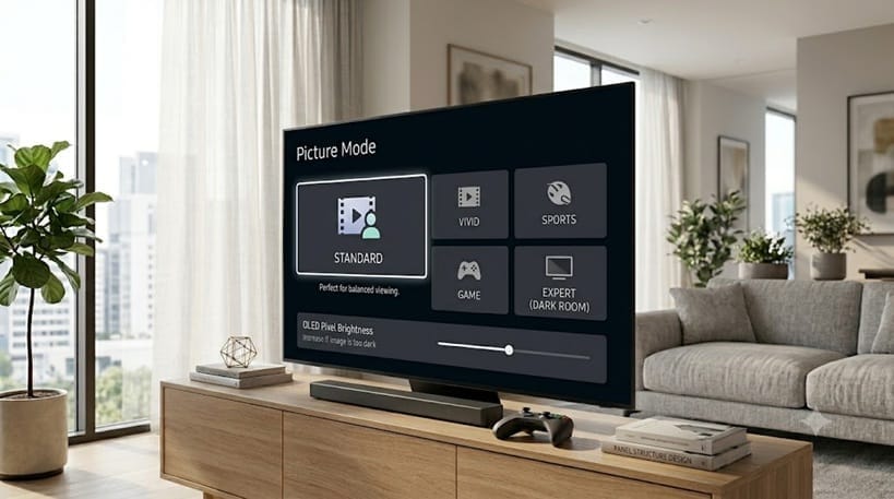 OLED TV too dark picture mode settings menu
