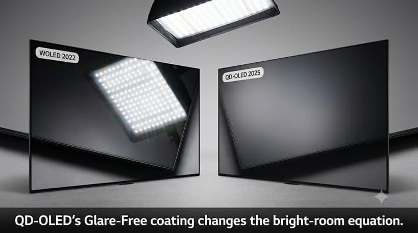 OLED anti-reflective coating comparison ambient light