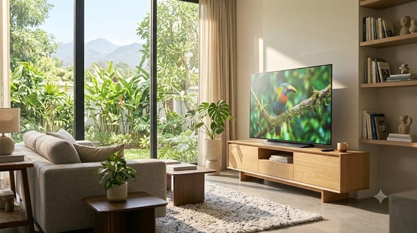OLED brightness vs QLED comparison in bright room viewing conditions