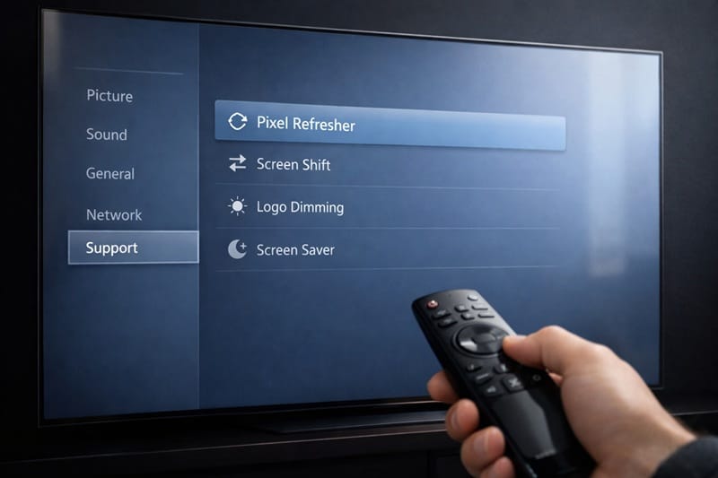 OLED pixel refresher menu setting on LG TV