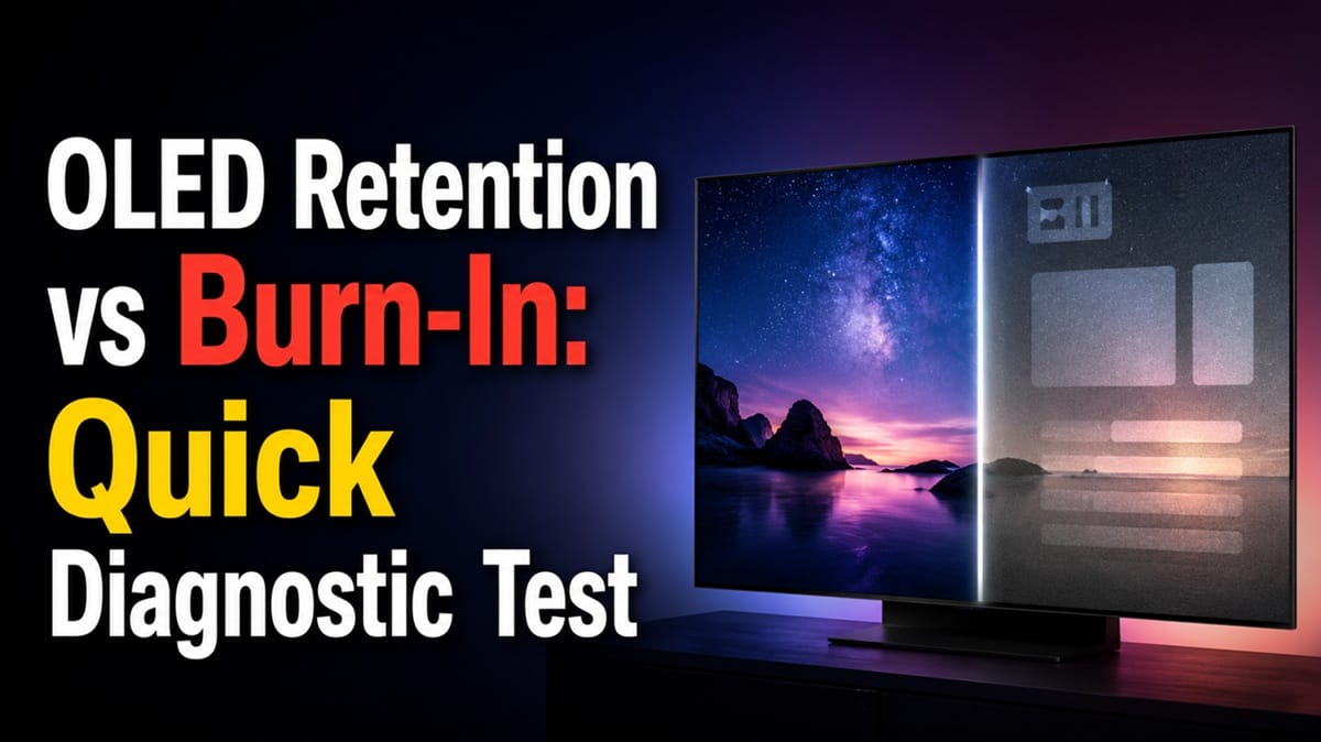 OLED screen retention vs burn-in shown on a TV panel