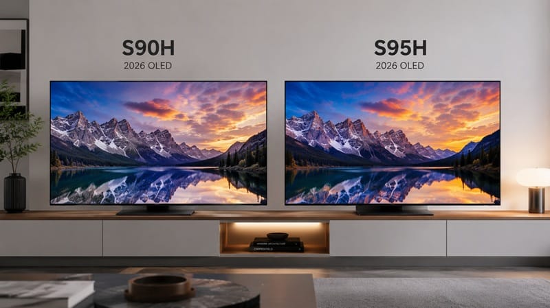 Samsung S90H vs S95H OLED side-by-side comparison 2026