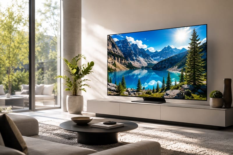 Samsung S95F OLED 55-inch in bright living room setting