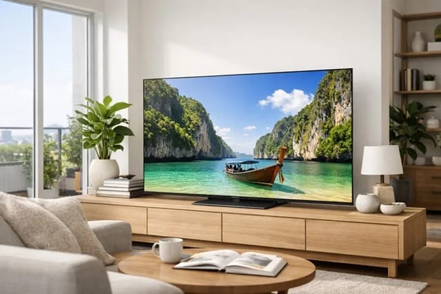 Samsung S95F matte Glare Free panel in bright room