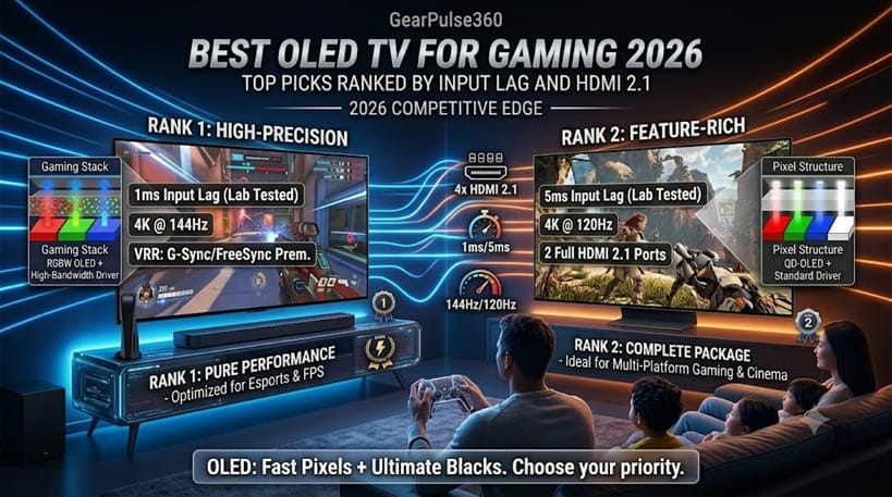 best OLED TV for gaming 2026 top picks ranked by input lag and HDMI 2.1