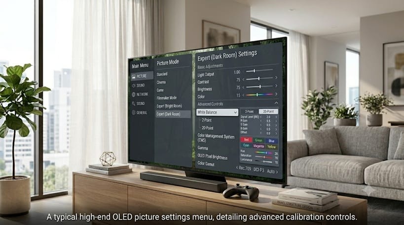how to calibrate OLED TV picture settings menu