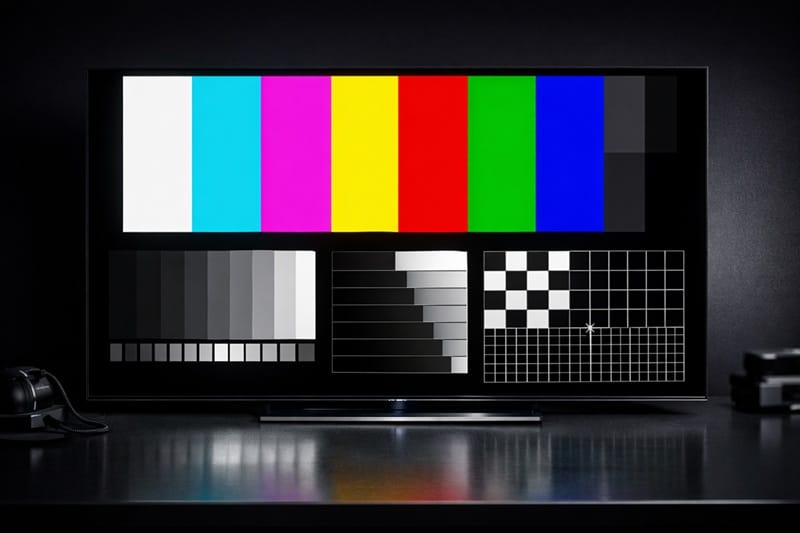 test pattern grid on OLED screen