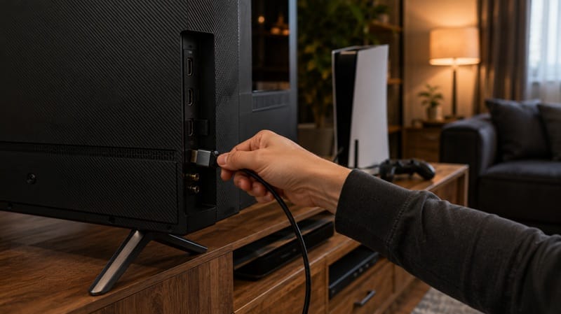 Console connected to Hisense TV via HDMI 2.1 for gaming