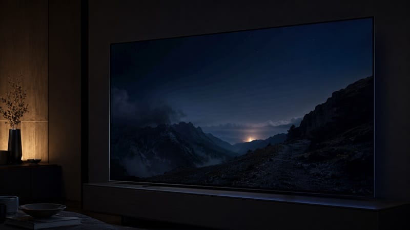Dark HDR movie scene playing on an LG OLED TV