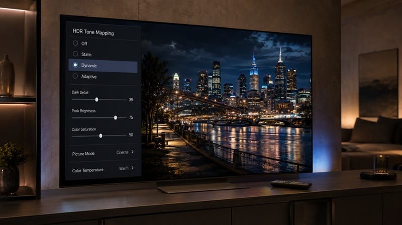 Dolby Vision tone mapping settings menu on a TV