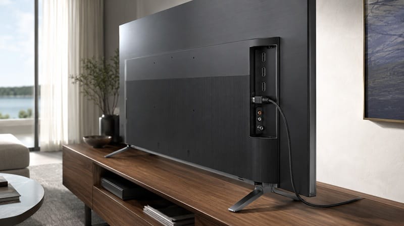 Hisense 65U7SG ports and design — HDMI 2.1 connectivity