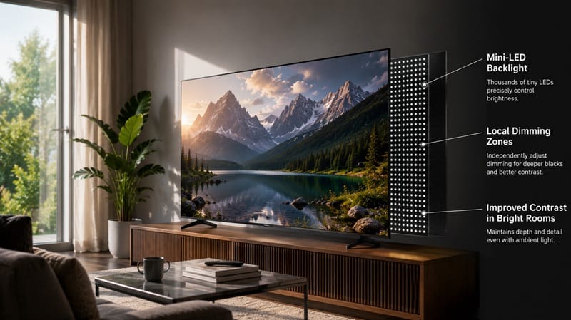 LG 55QNED84B picture quality — bright room HDR viewing