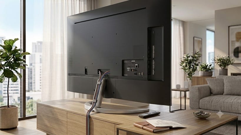 LG 55QNED84B ports and design — QNED Mini-LED connectivity