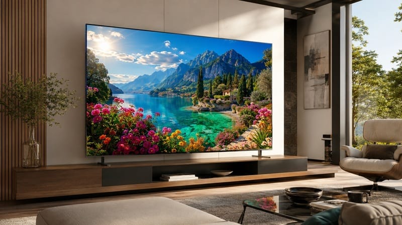 LG 75QNED73B review 2026 — front view on stand