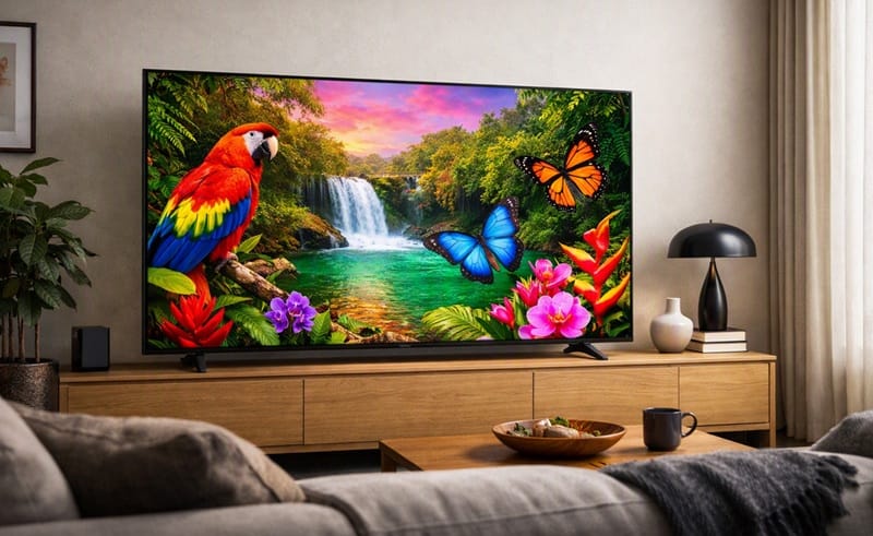 LG 85QNED75B displaying vibrant colorful content demonstrating Dynamic QNED Color