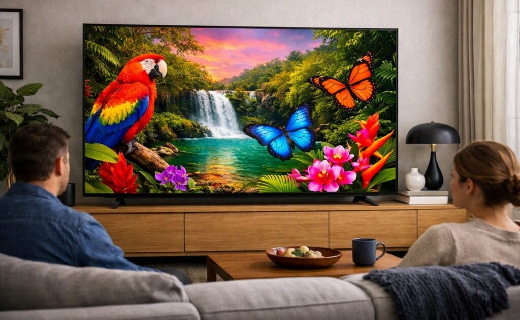 LG 85QNED75B in a living room setting showing scale at 85 inches