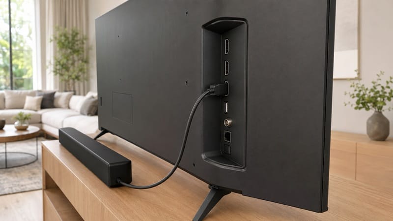 LG 85QNED75B rear panel HDMI and connectivity ports