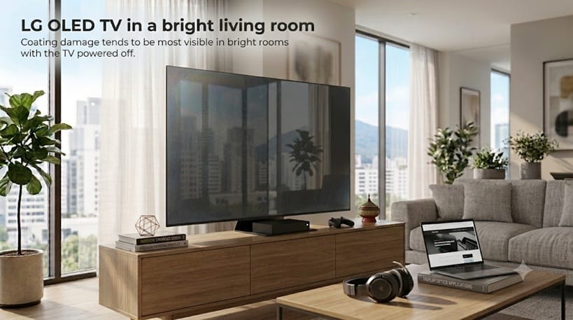 LG OLED TV in a bright living room
