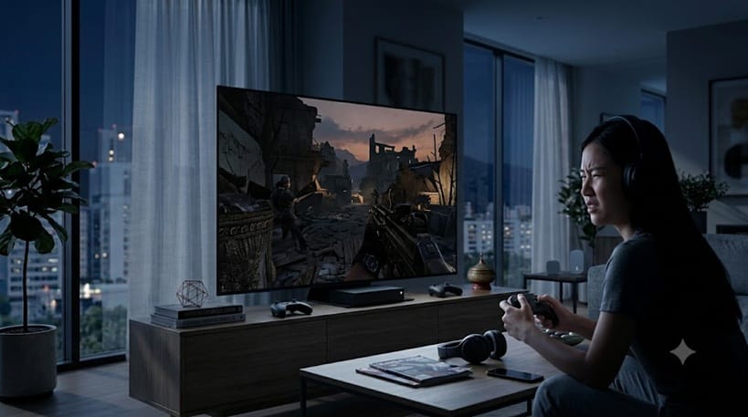 LG OLED VRR flicker visible in a dark gaming scene