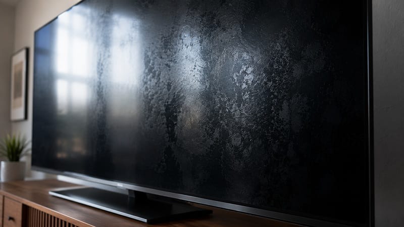 LG OLED anti-glare filter problem hazy coating close-up