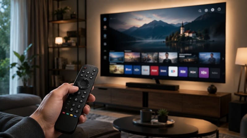 LG OLED owner holding Magic Remote