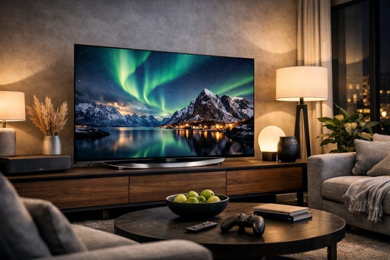 LG OLED55C6 review โ front view on stand