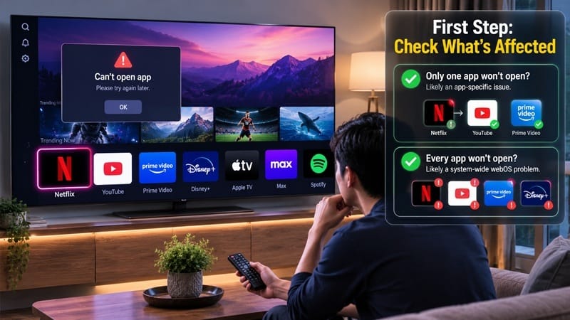 LG TV apps won't open — home screen app launcher